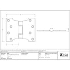 Pewter 4" x 3" x 5" Parliament Hinge (pair) ss | From The Anvil-Parliament Hinges-Yester Home