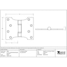 Pewter 4" x 3" x 5" Parliament Hinge (pair) ss | From The Anvil - Parliament Hinges - From The Anvil - Yester Home