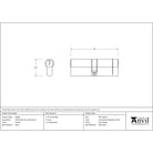Pewter 45/45 5pin Euro Cylinder KA | From The Anvil - Euro Cylinders - From The Anvil - Yester Home
