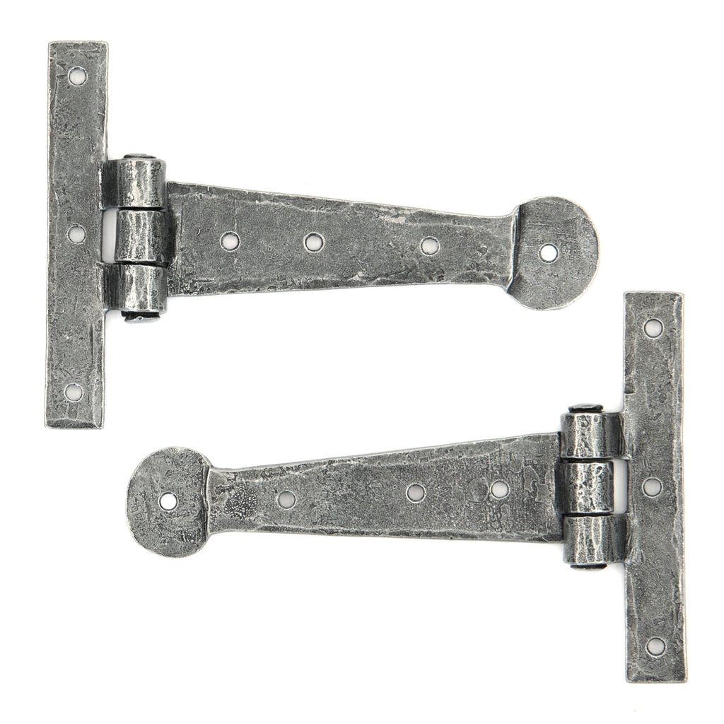 Pewter 6" Penny End T Hinge (pair) | From The Anvil-T Hinges-Yester Home