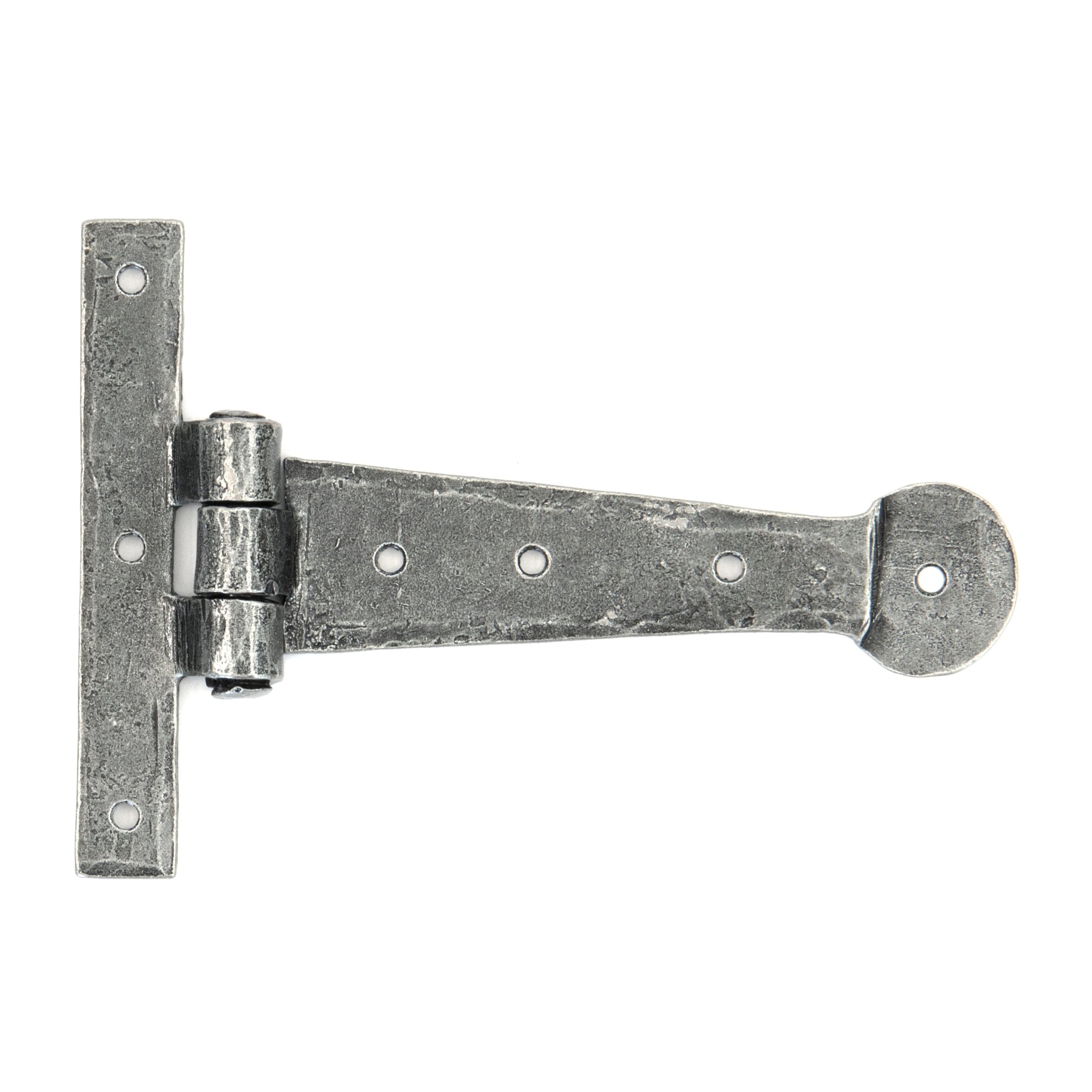 Pewter 6" Penny End T Hinge (pair) | From The Anvil-T Hinges-Yester Home