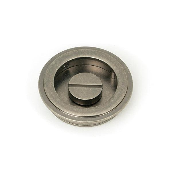 Pewter 60mm Art Deco Round Pull - Privacy Set | From The Anvil-Cabinet Pulls-Yester Home