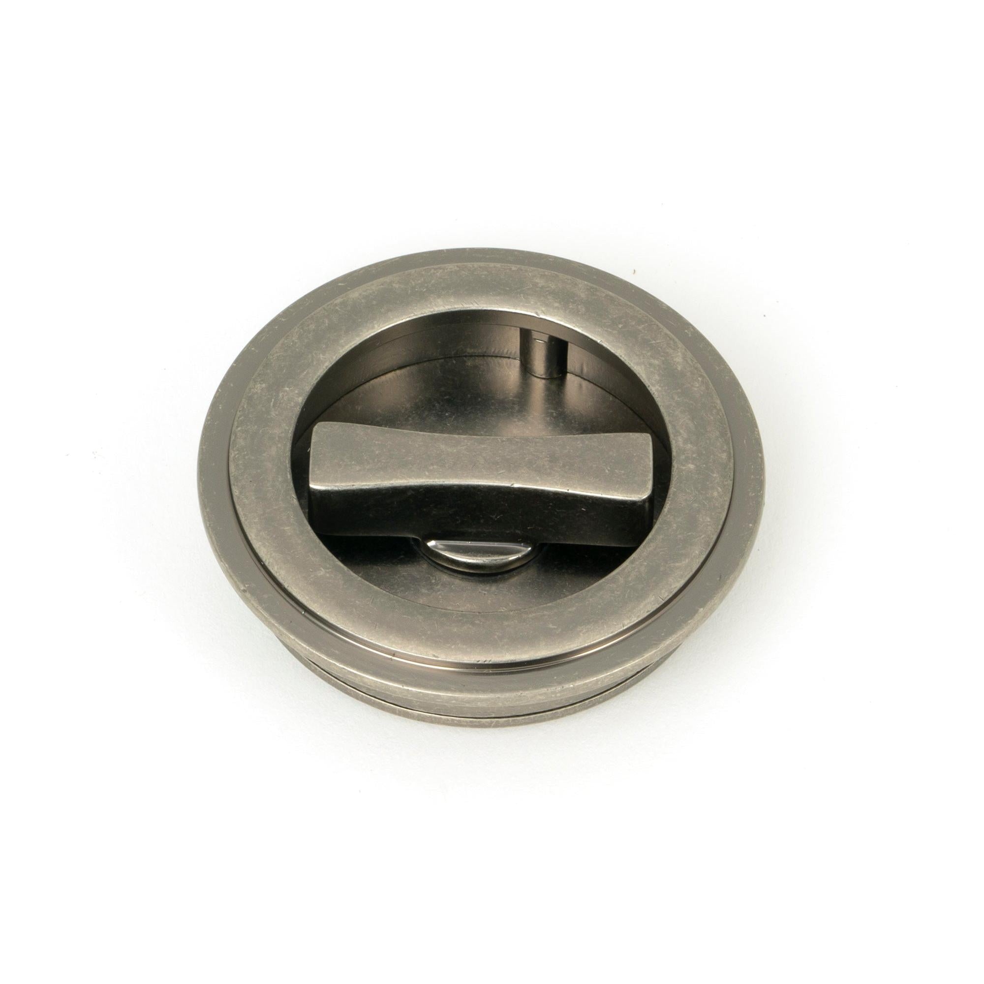 Pewter 60mm Art Deco Round Pull - Privacy Set | From The Anvil - Cabinet Pulls - From The Anvil - Yester Home