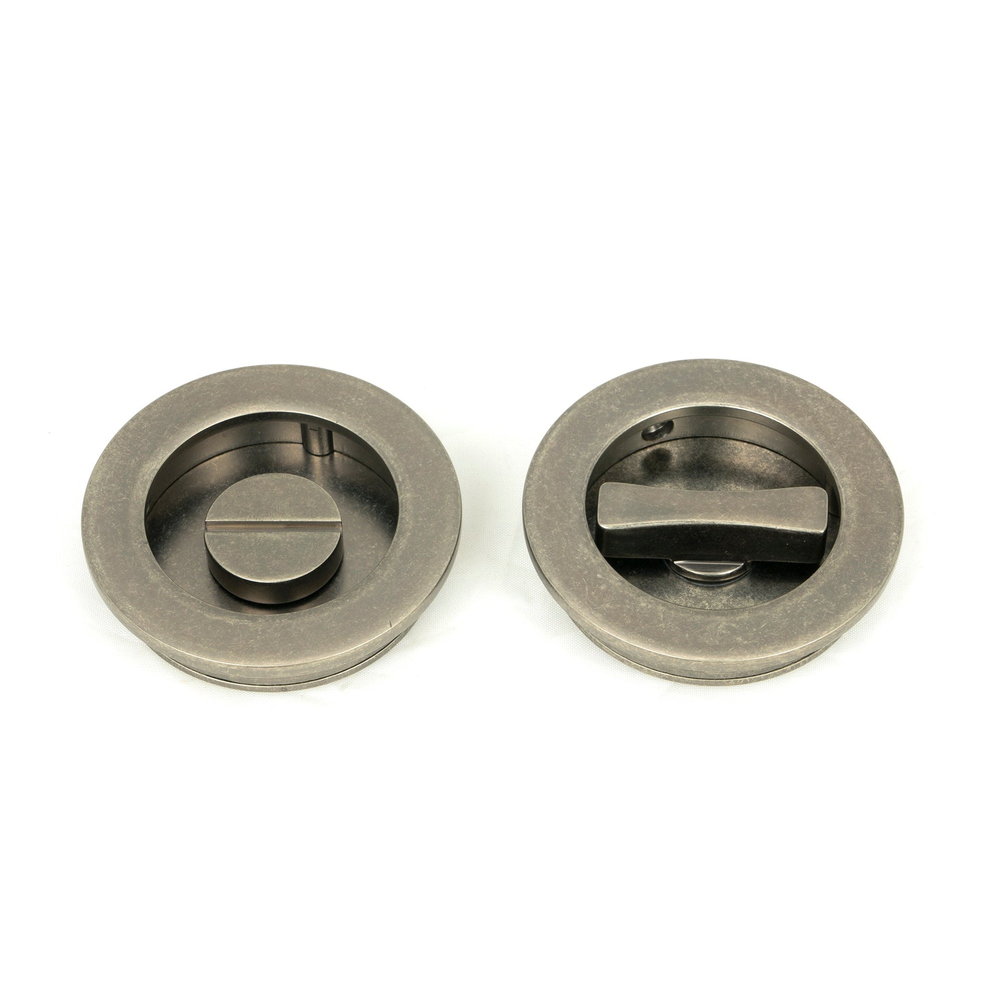 Pewter 60mm Plain Round Pull - Privacy Set | From The Anvil-Cabinet Pulls-Yester Home
