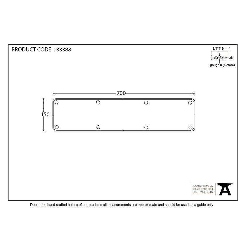 Pewter 700mm x 150mm Kick Plate | From The Anvil-Kickplates-Yester Home