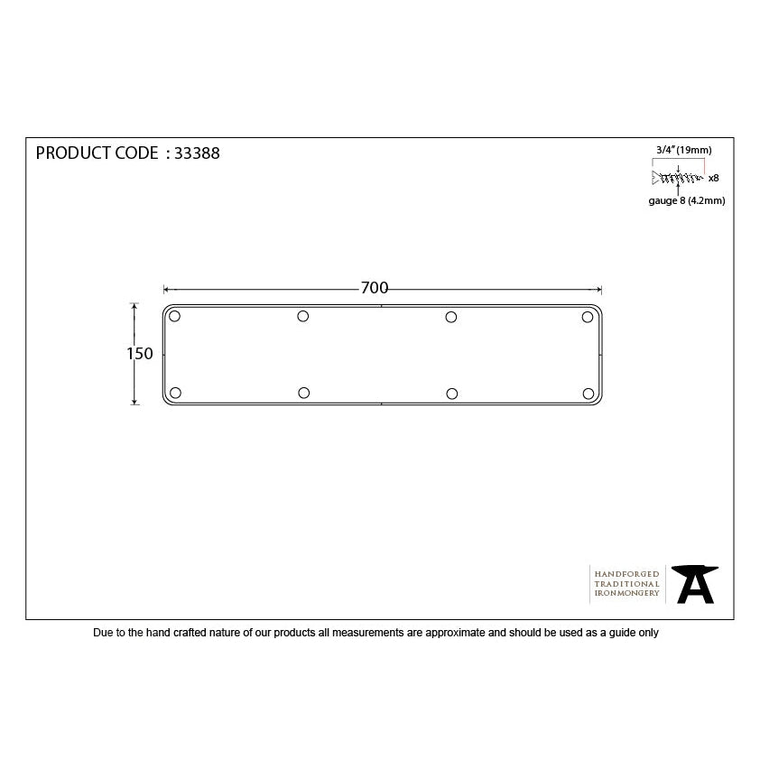 Pewter 700mm x 150mm Kick Plate | From The Anvil