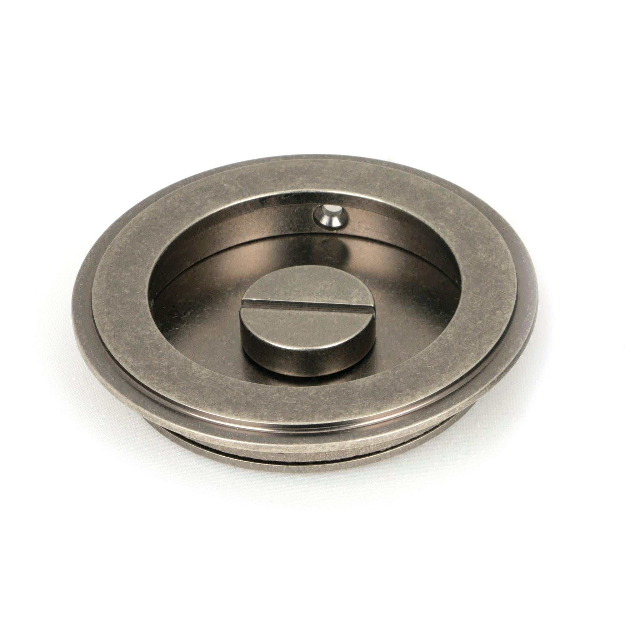 Pewter 75mm Art Deco Round Pull - Privacy Set | From The Anvil - Cabinet Pulls - From The Anvil - Yester Home