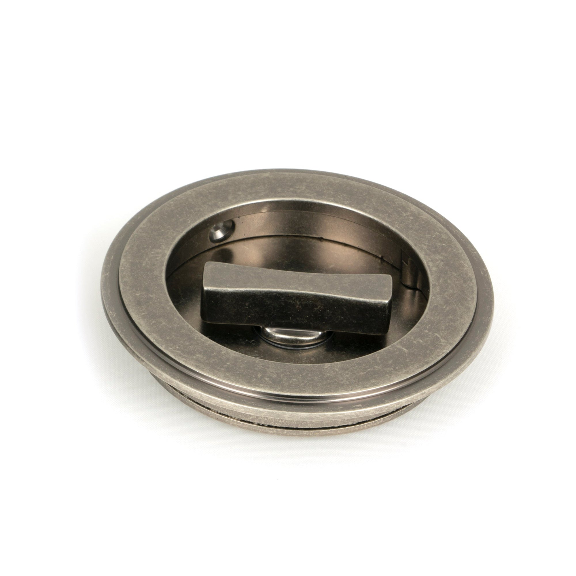 Pewter 75mm Art Deco Round Pull - Privacy Set | From The Anvil-Cabinet Pulls-Yester Home
