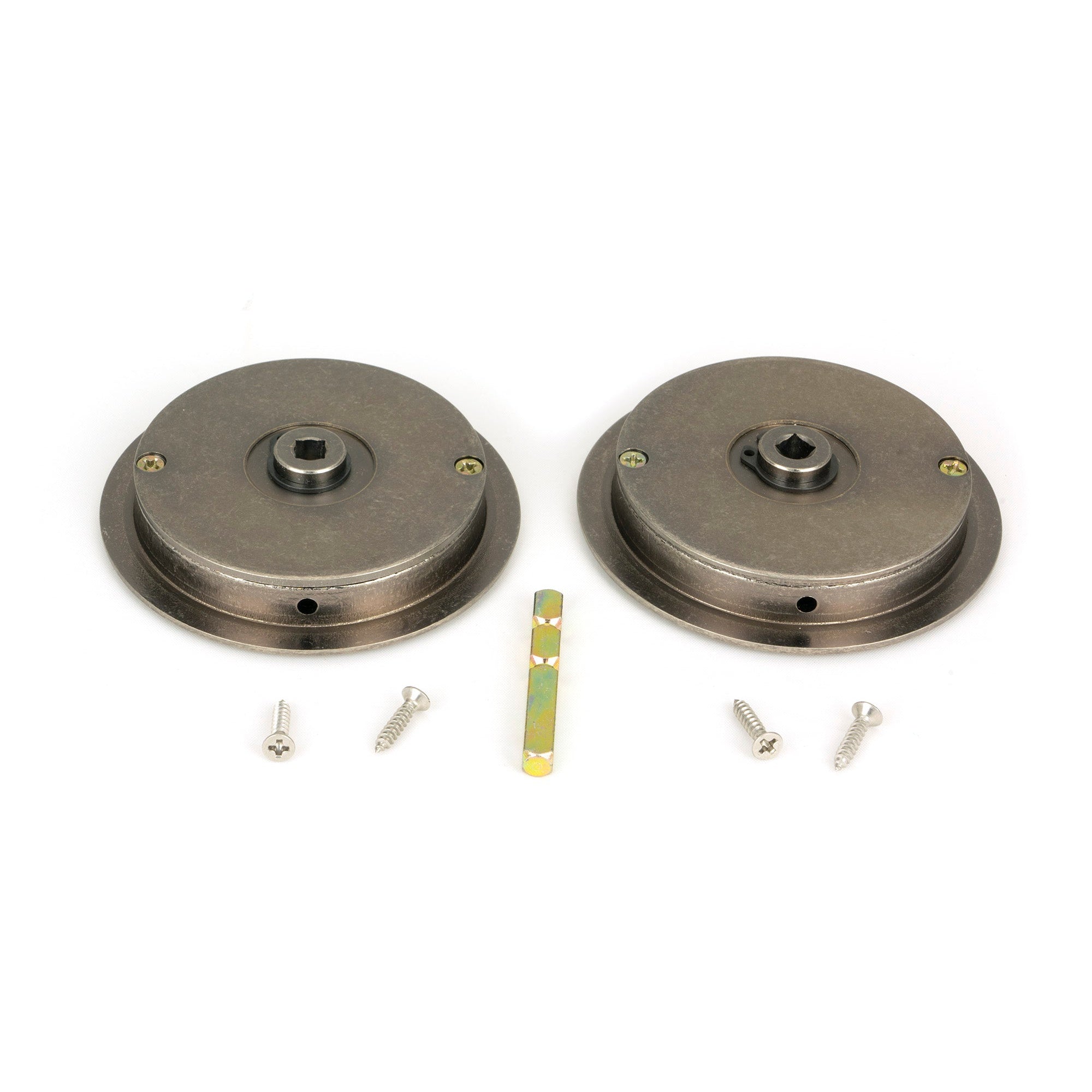 Pewter 75mm Art Deco Round Pull - Privacy Set | From The Anvil-Cabinet Pulls-Yester Home