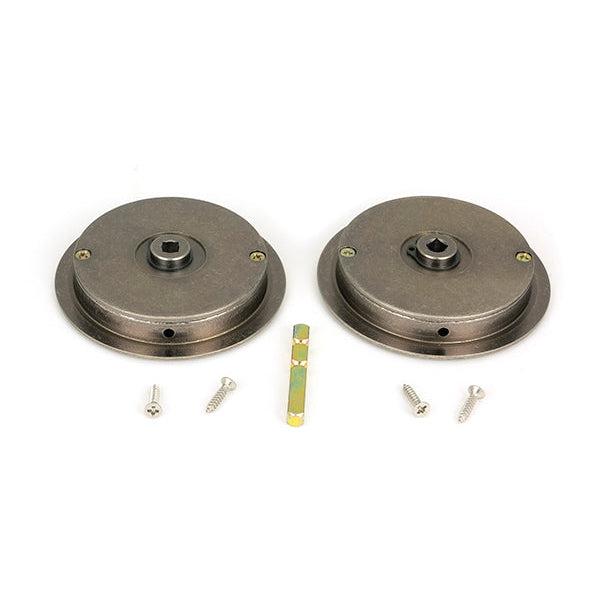 Pewter 75mm Art Deco Round Pull - Privacy Set | From The Anvil-Cabinet Pulls-Yester Home