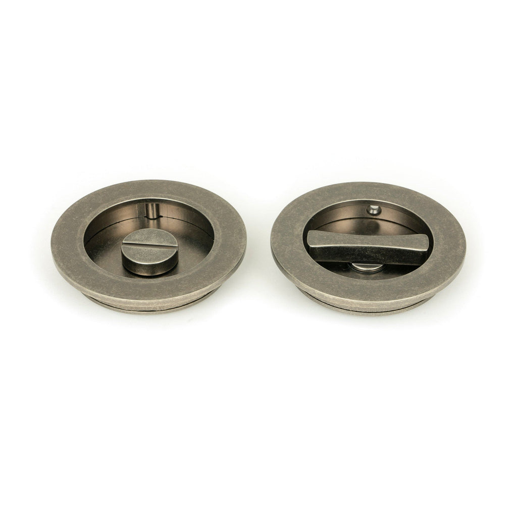 Pewter 75mm Plain Round Pull - Privacy Set | From The Anvil-Cabinet Pulls-Yester Home