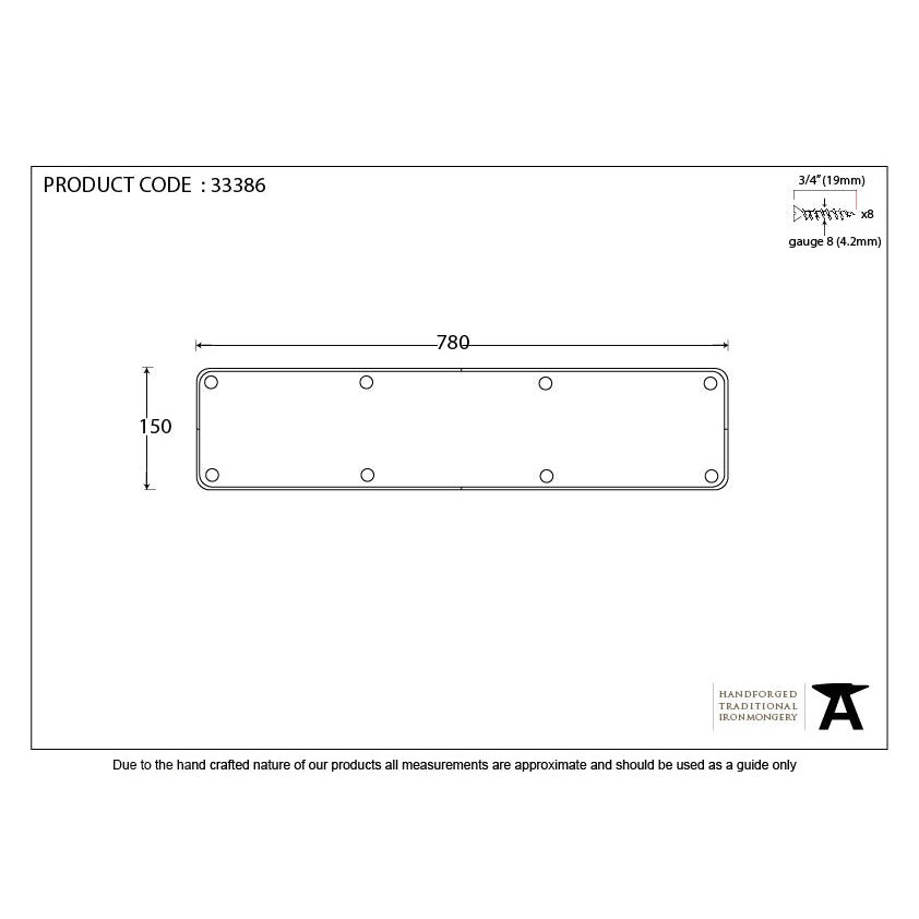 Pewter 780mm x 150mm Kick Plate | From The Anvil