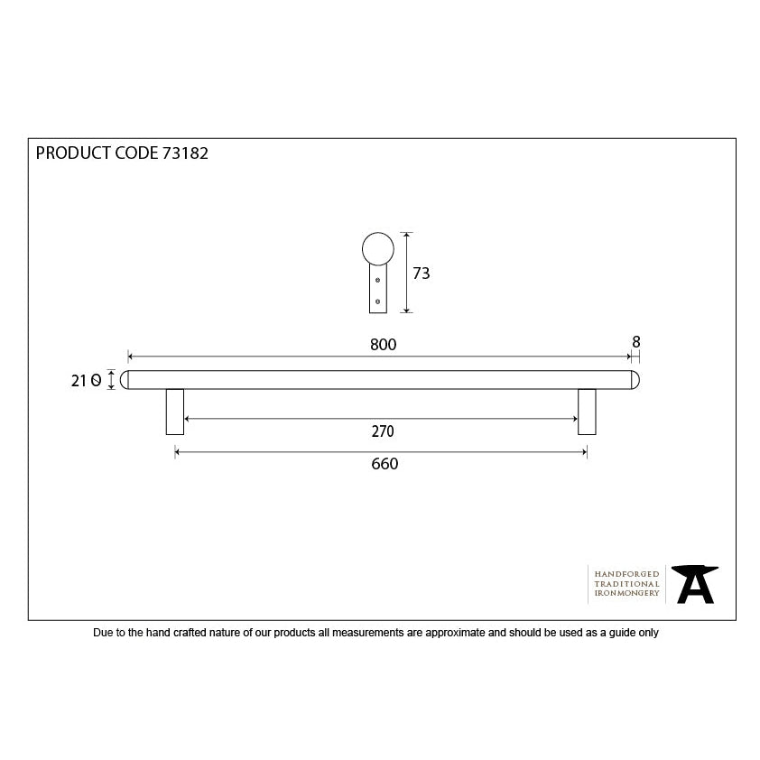 Pewter 800mm Pull Handle | From The Anvil-Pull Handles-Yester Home