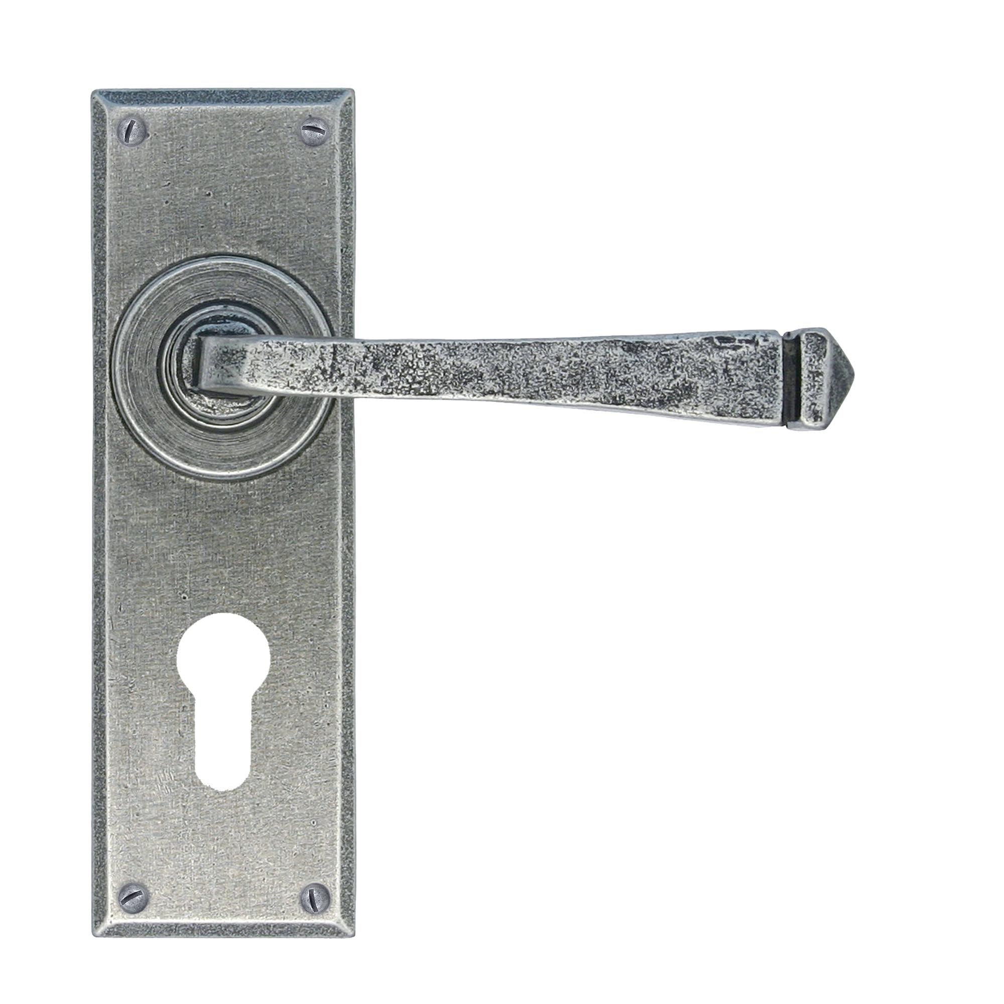 Pewter Avon Lever Euro Lock Set | From The Anvil - Lever Euro - From The Anvil - Yester Home