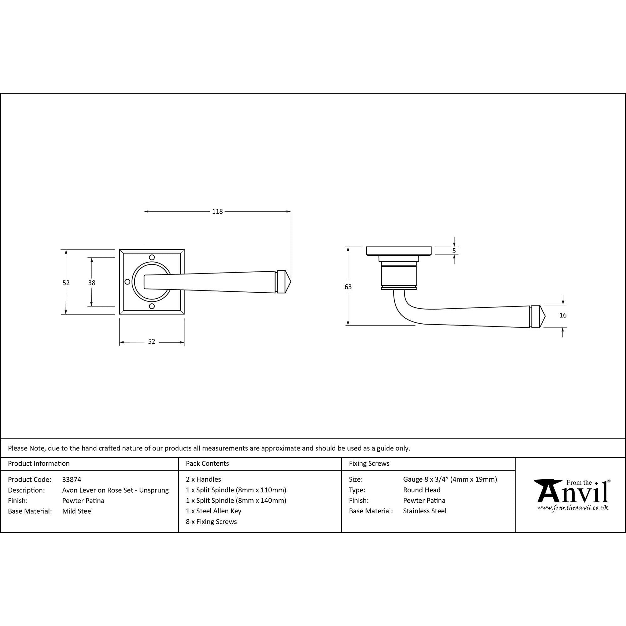Pewter Avon Lever on Rose Set Unsprung | From The Anvil - Lever on Rose - From The Anvil - Yester Home