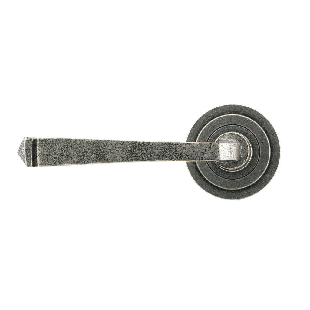Pewter Avon Round Lever on Rose Set (Art Deco) - Unsprung | From The Anvil-Concealed-Yester Home