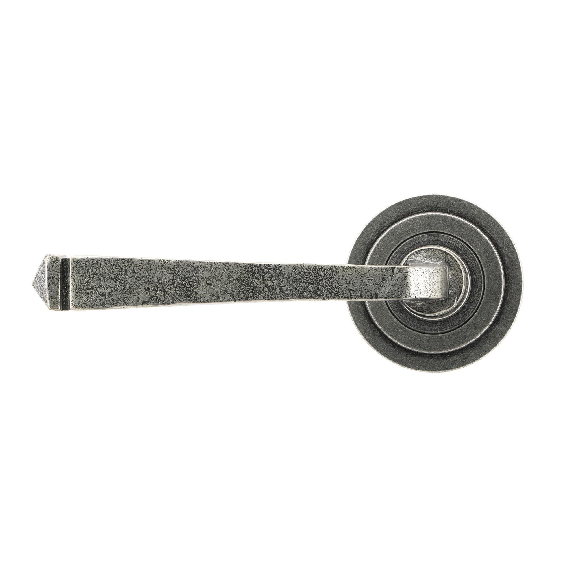 Pewter Avon Round Lever on Rose Set (Art Deco) - Unsprung | From The Anvil - Concealed - From The Anvil - Yester Home