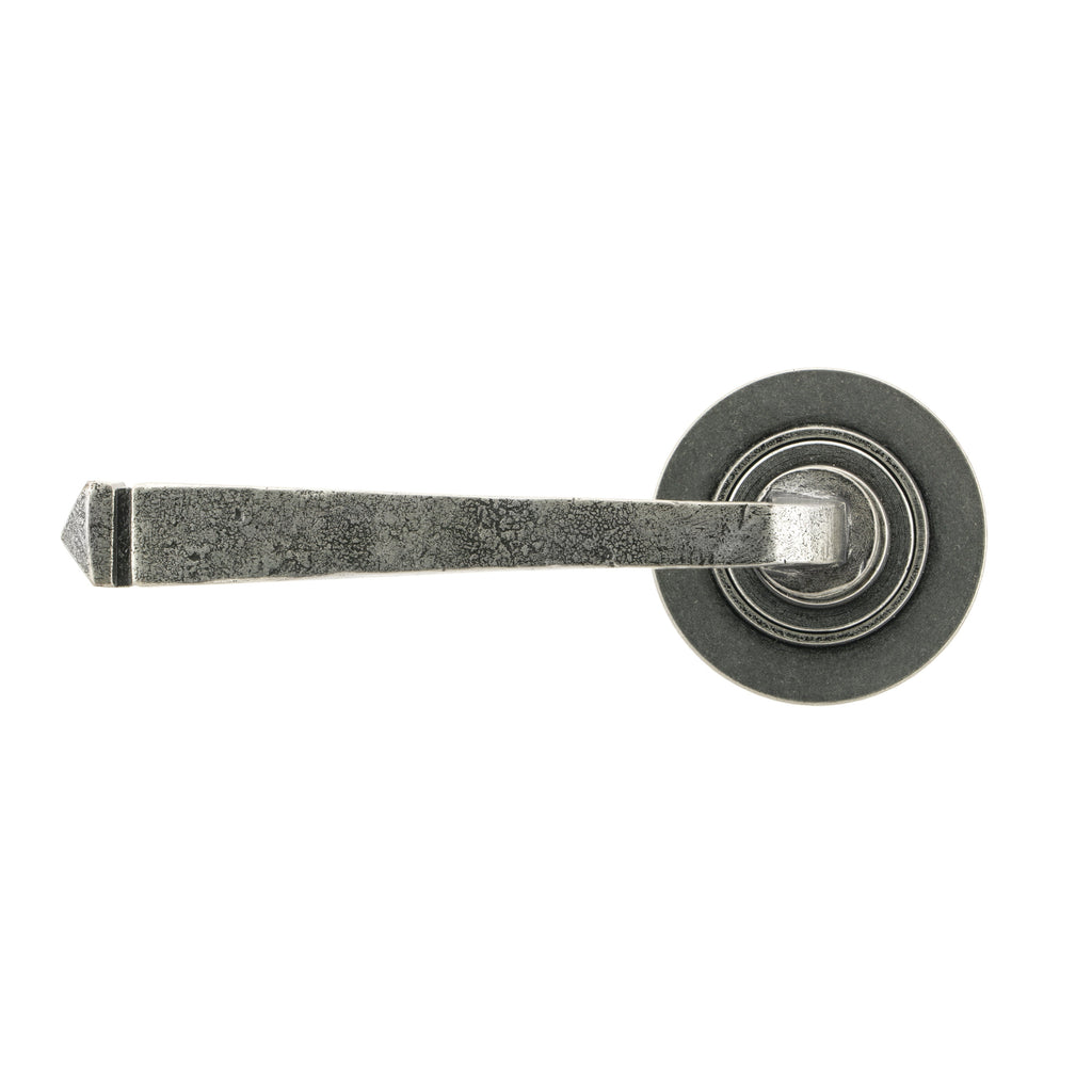 Pewter Avon Round Lever on Rose Set (Plain) | From The Anvil-Concealed-Yester Home