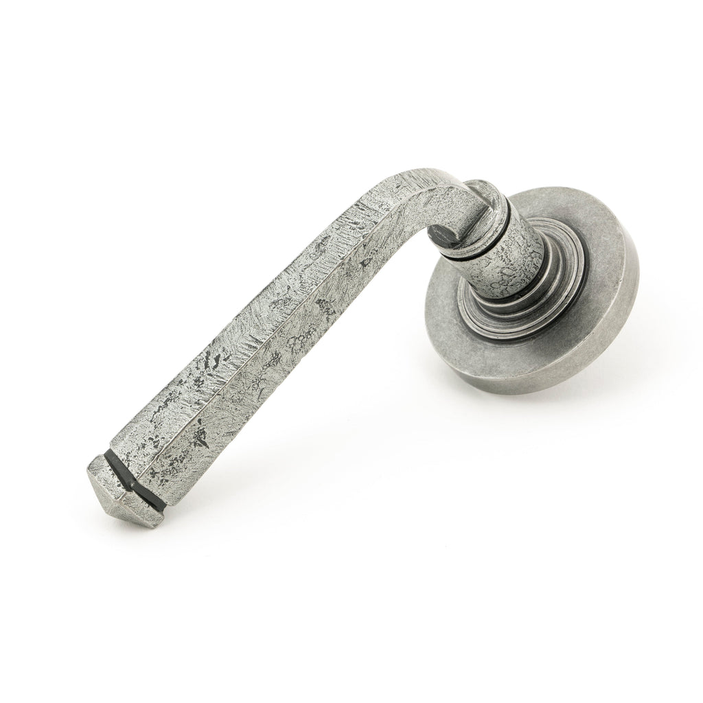 Pewter Avon Round Lever on Rose Set (Plain) | From The Anvil-Concealed-Yester Home