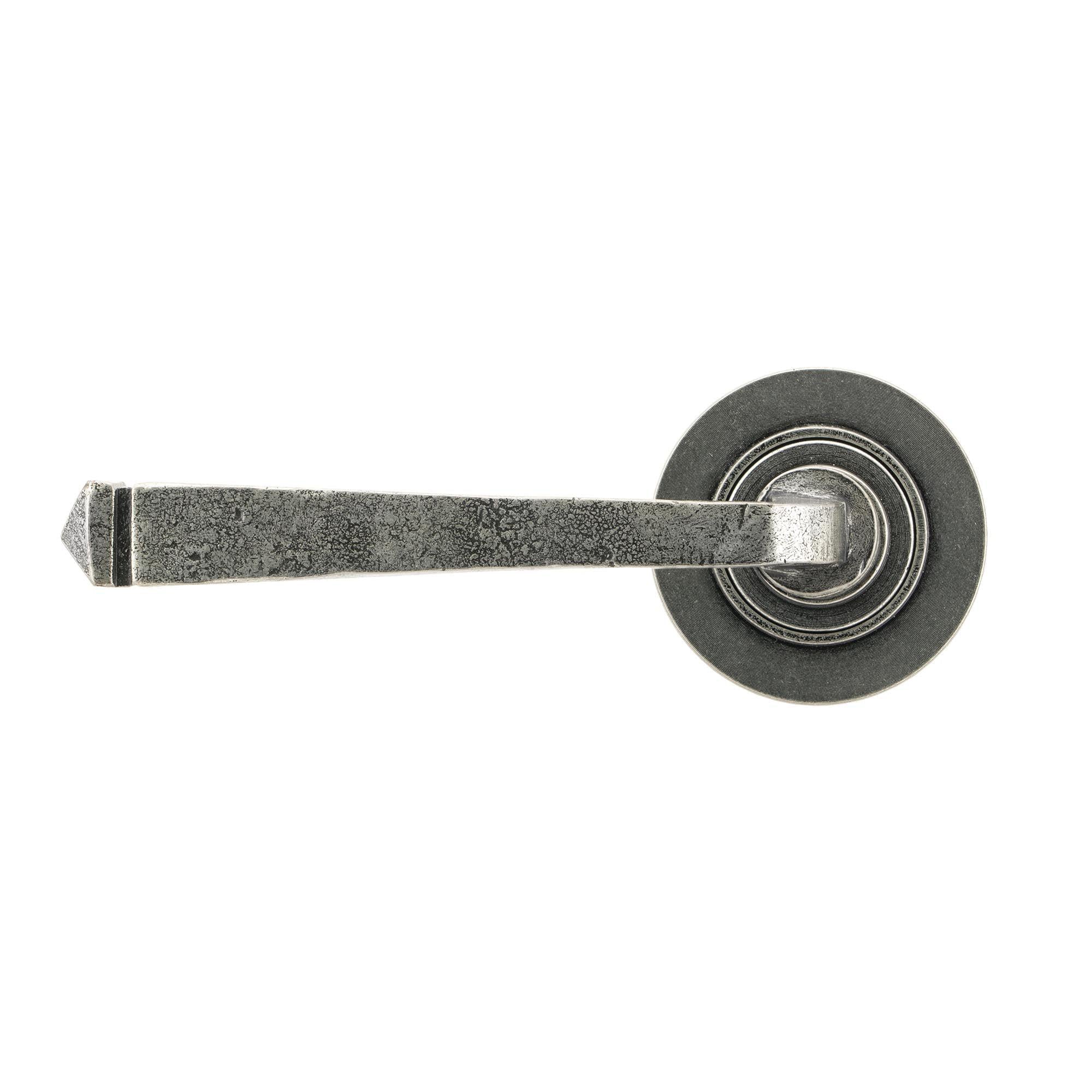 Pewter Avon Round Lever on Rose Set (Plain) - Unsprung | From The Anvil - Concealed - From The Anvil - Yester Home
