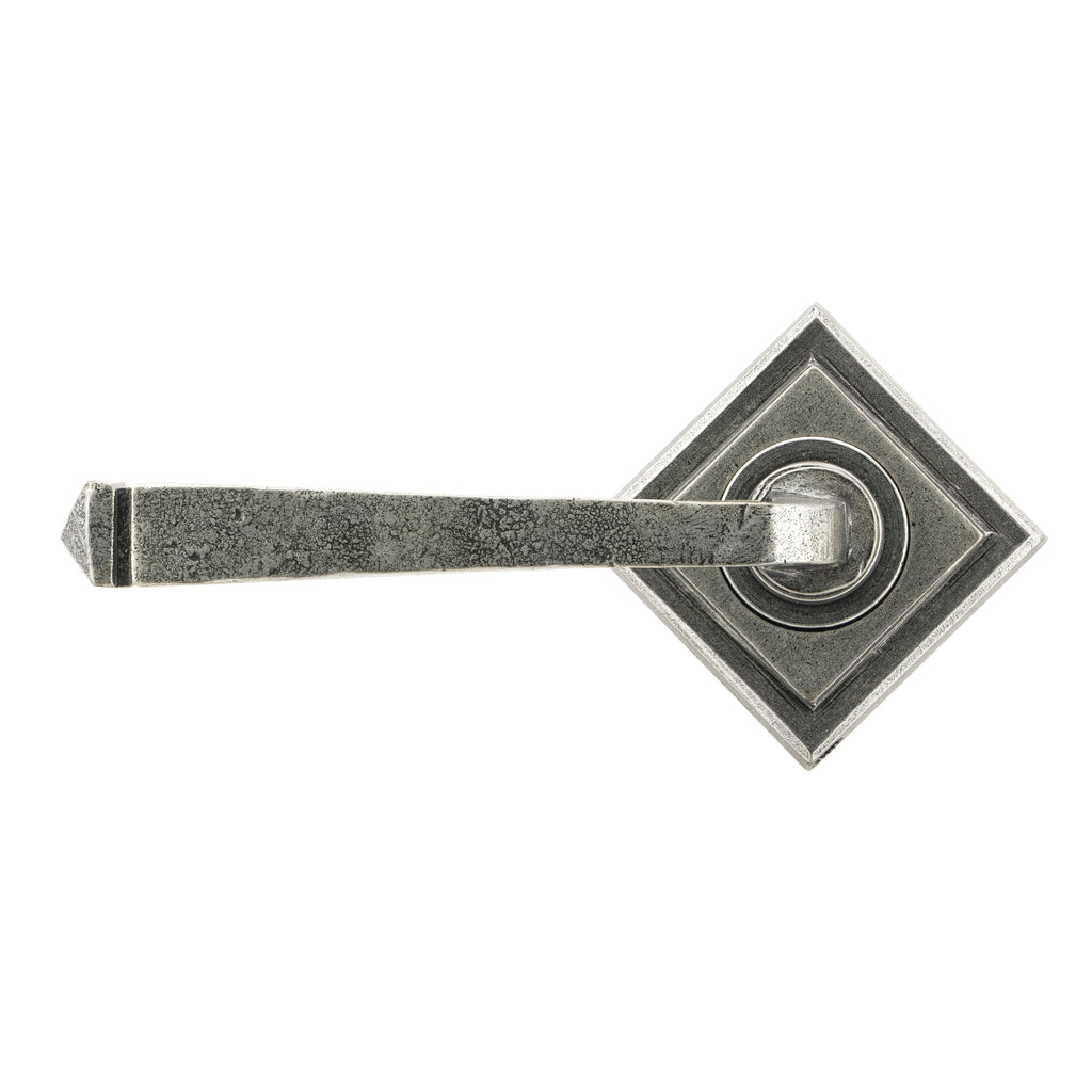 Pewter Avon Round Lever on Rose Set (Square) | From The Anvil-Concealed-Yester Home