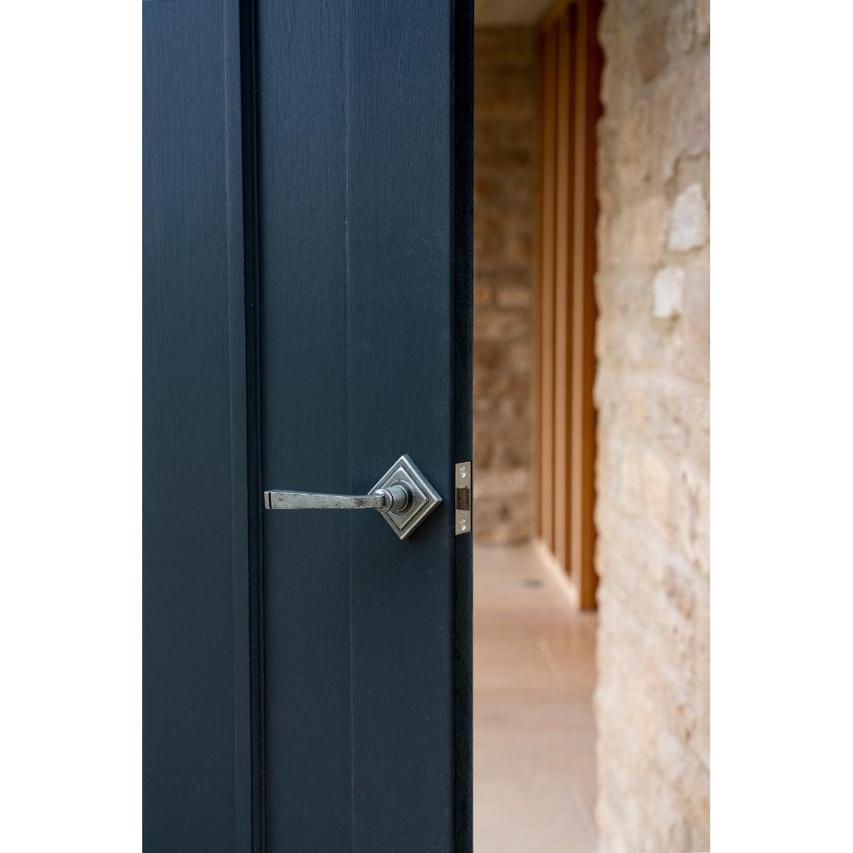 Pewter Avon Round Lever on Rose Set (Square) | From The Anvil-Concealed-Yester Home