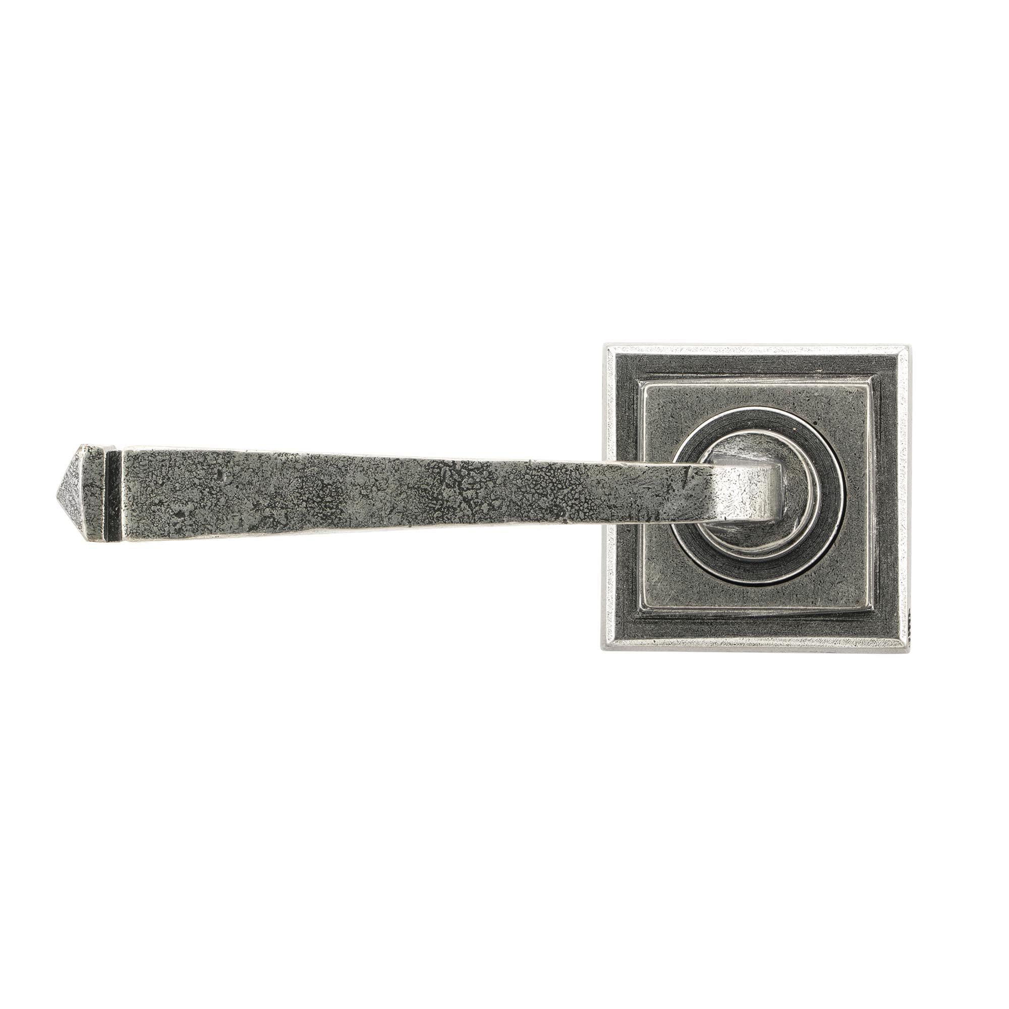 Pewter Avon Round Lever on Rose Set (Square) - Unsprung | From The Anvil - Concealed - From The Anvil - Yester Home