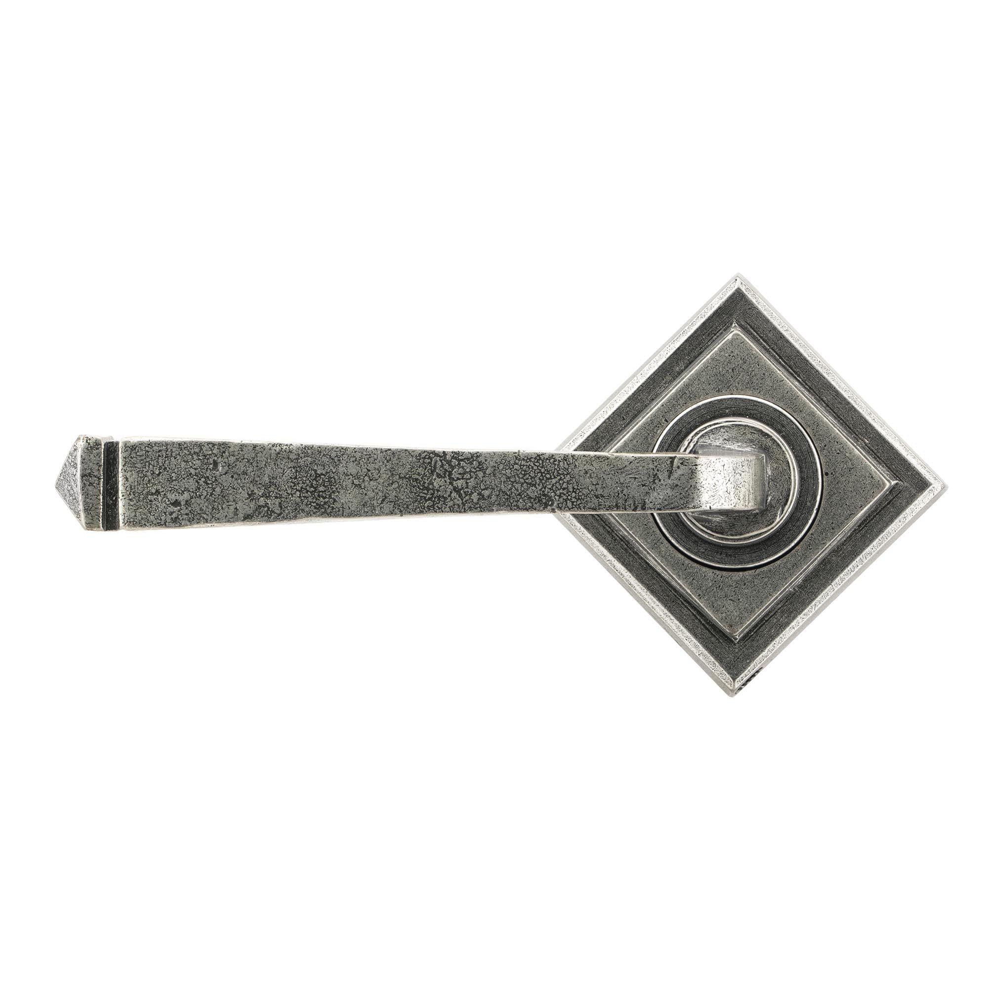 Pewter Avon Round Lever on Rose Set (Square) - Unsprung | From The Anvil - Concealed - From The Anvil - Yester Home