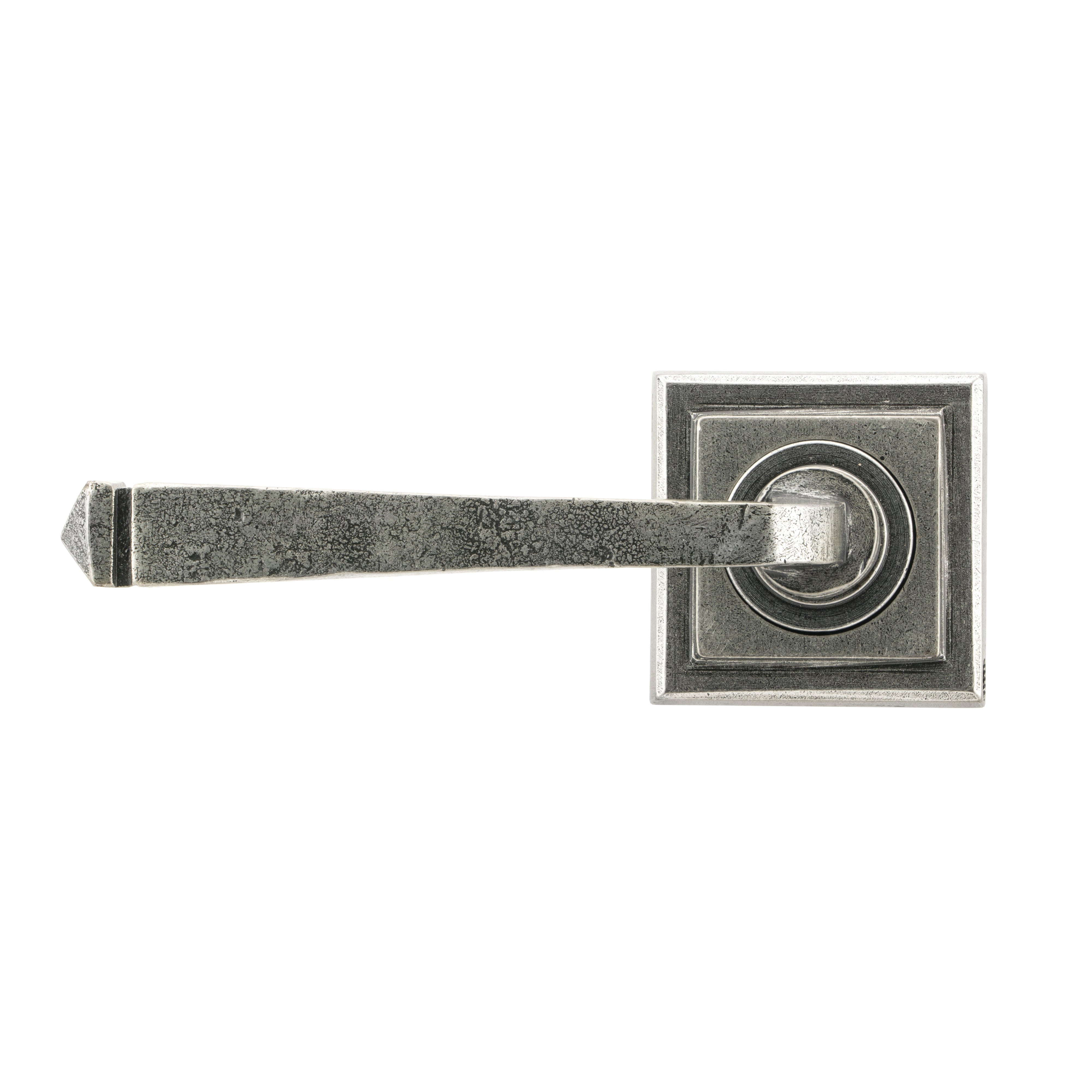 Pewter Avon Round Lever on Rose Set (Square) - Unsprung | From The Anvil-Concealed-Yester Home