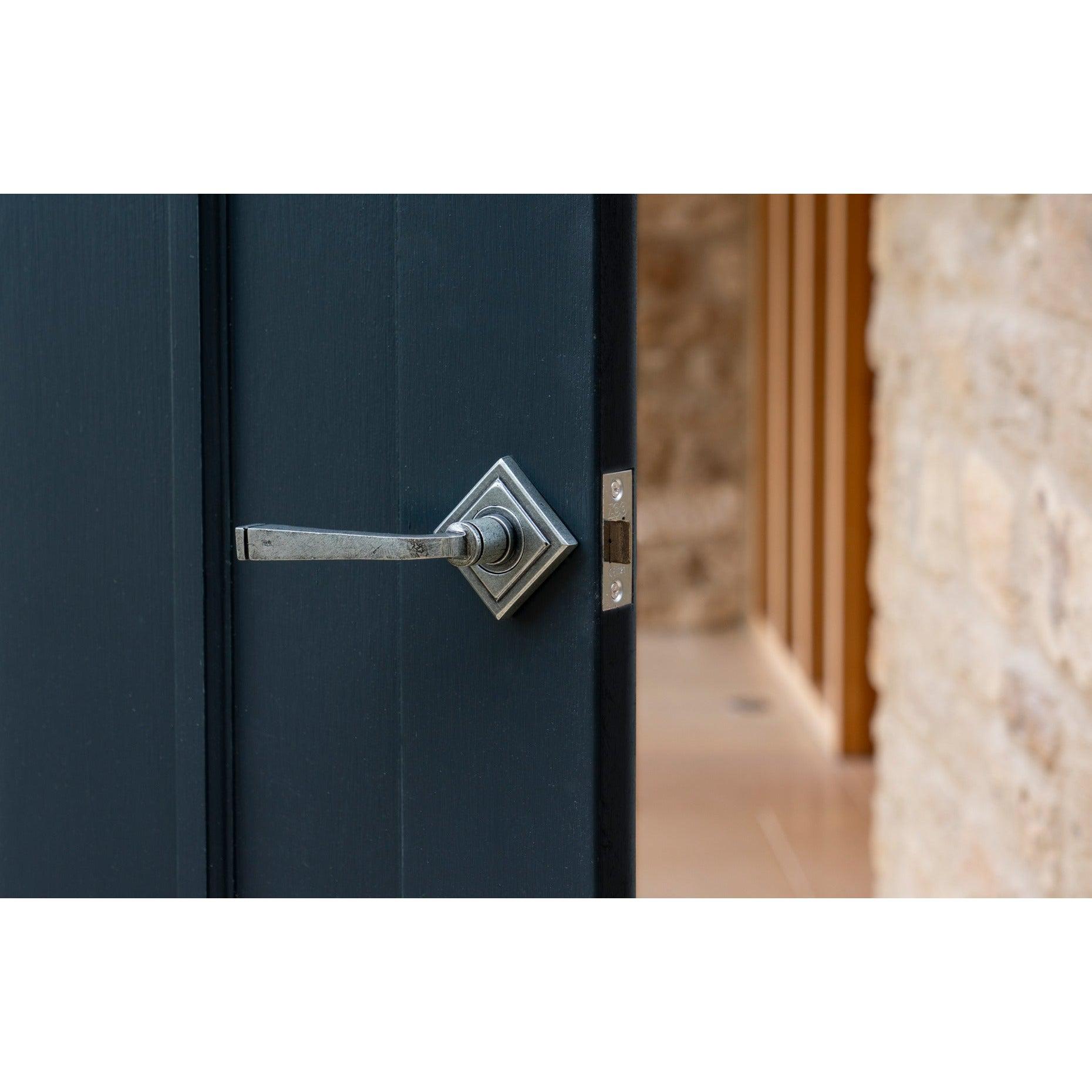 Pewter Avon Round Lever on Rose Set (Square) - Unsprung | From The Anvil-Concealed-Yester Home