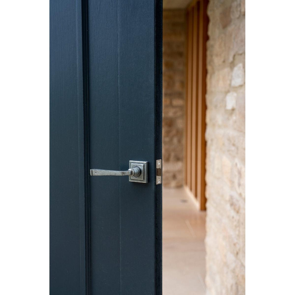 Pewter Avon Round Lever on Rose Set (Square) - Unsprung | From The Anvil-Concealed-Yester Home