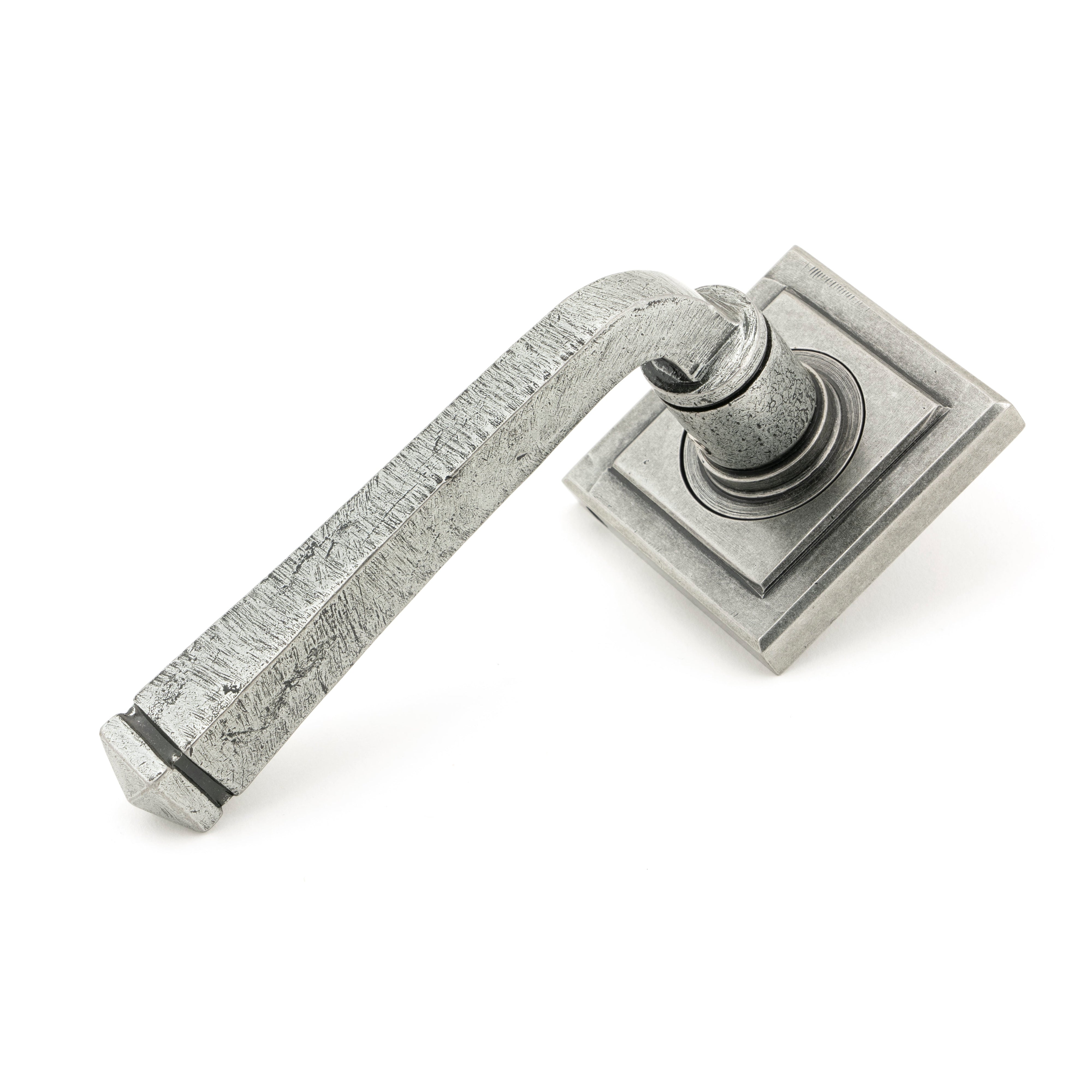 Pewter Avon Round Lever on Rose Set (Square) - Unsprung | From The Anvil-Concealed-Yester Home