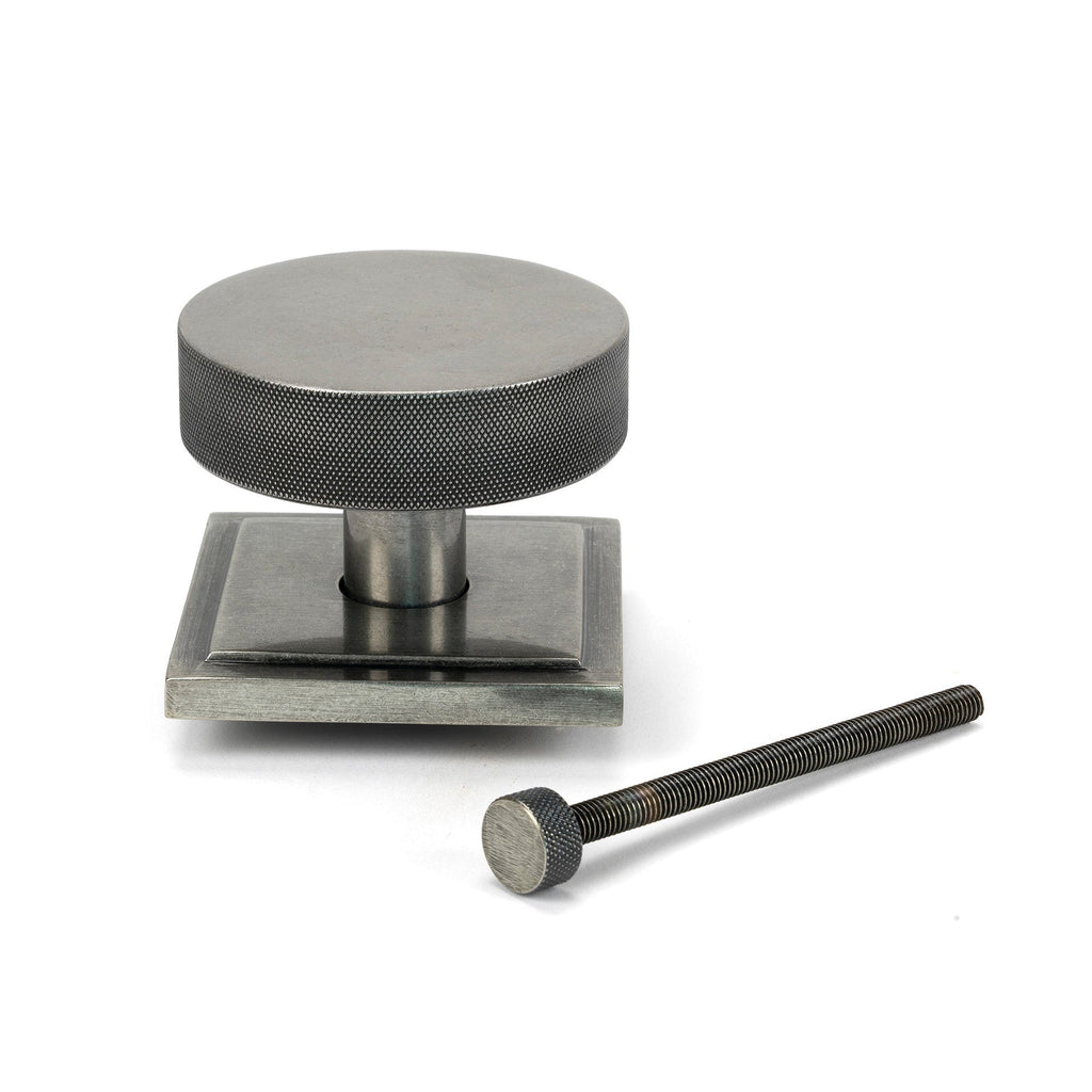 Pewter Brompton Centre Door Knob (Square) | From The Anvil-Centre Door Knobs-Yester Home