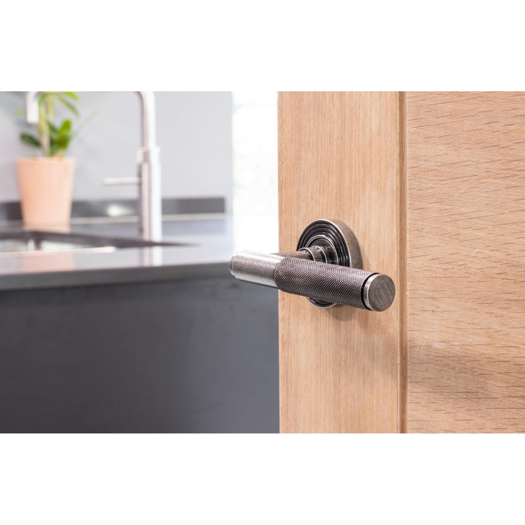 Pewter Brompton Lever on Rose Set (Beehive) - Unsprung | From The Anvil-Concealed-Yester Home
