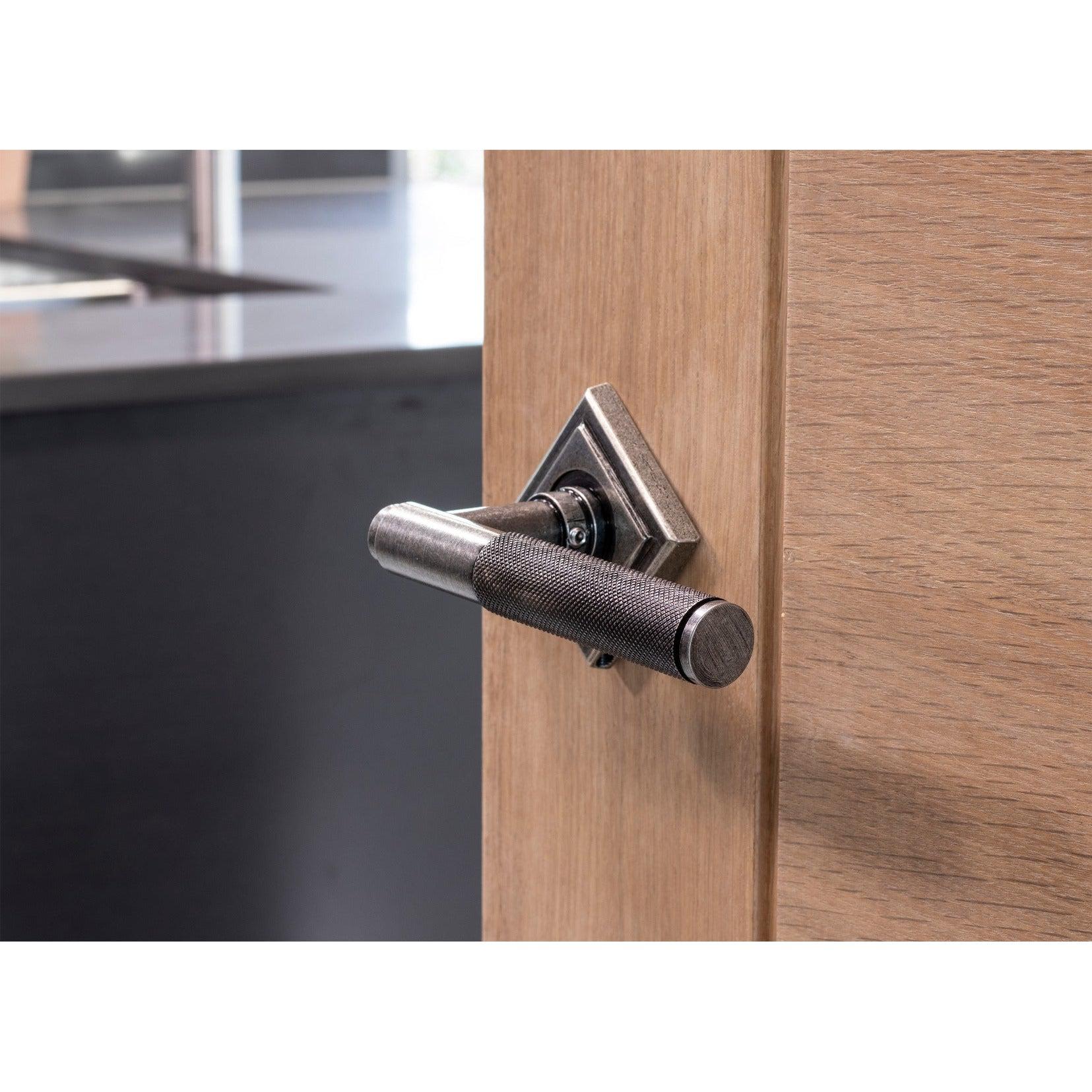 Pewter Brompton Lever on Rose Set (Square) | From The Anvil-Concealed-Yester Home