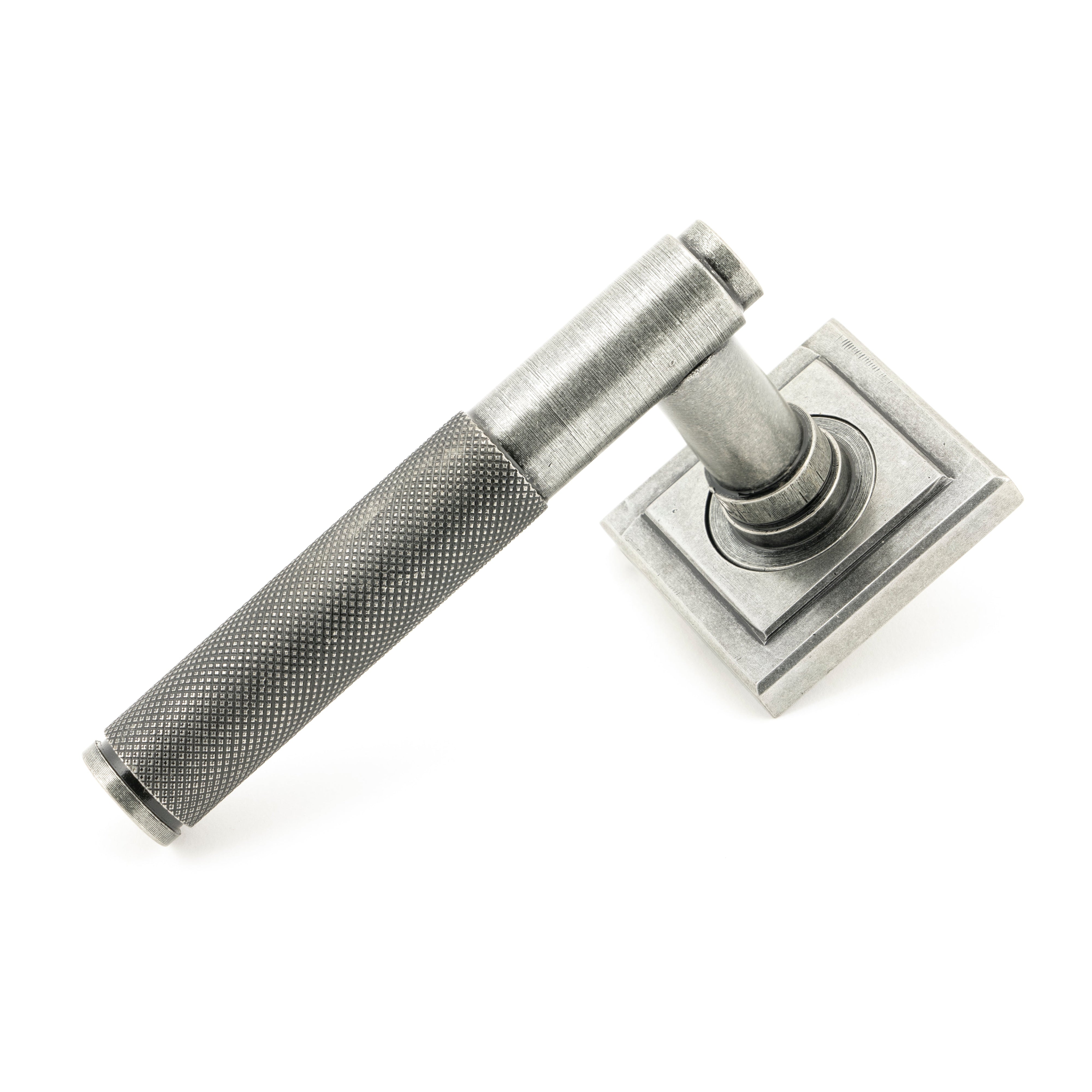 Pewter Brompton Lever on Rose Set (Square) | From The Anvil-Concealed-Yester Home