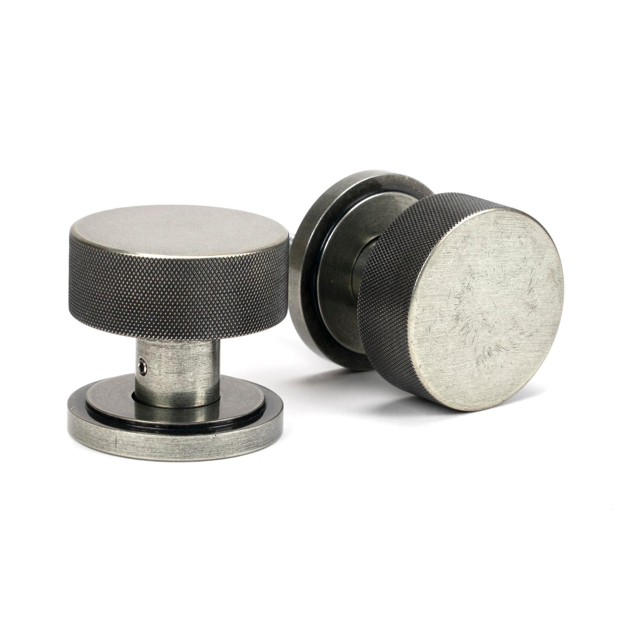 Pewter Brompton Mortice/Rim Knob Set (Art Deco) | From The Anvil - Mortice Knobs - From The Anvil - Yester Home