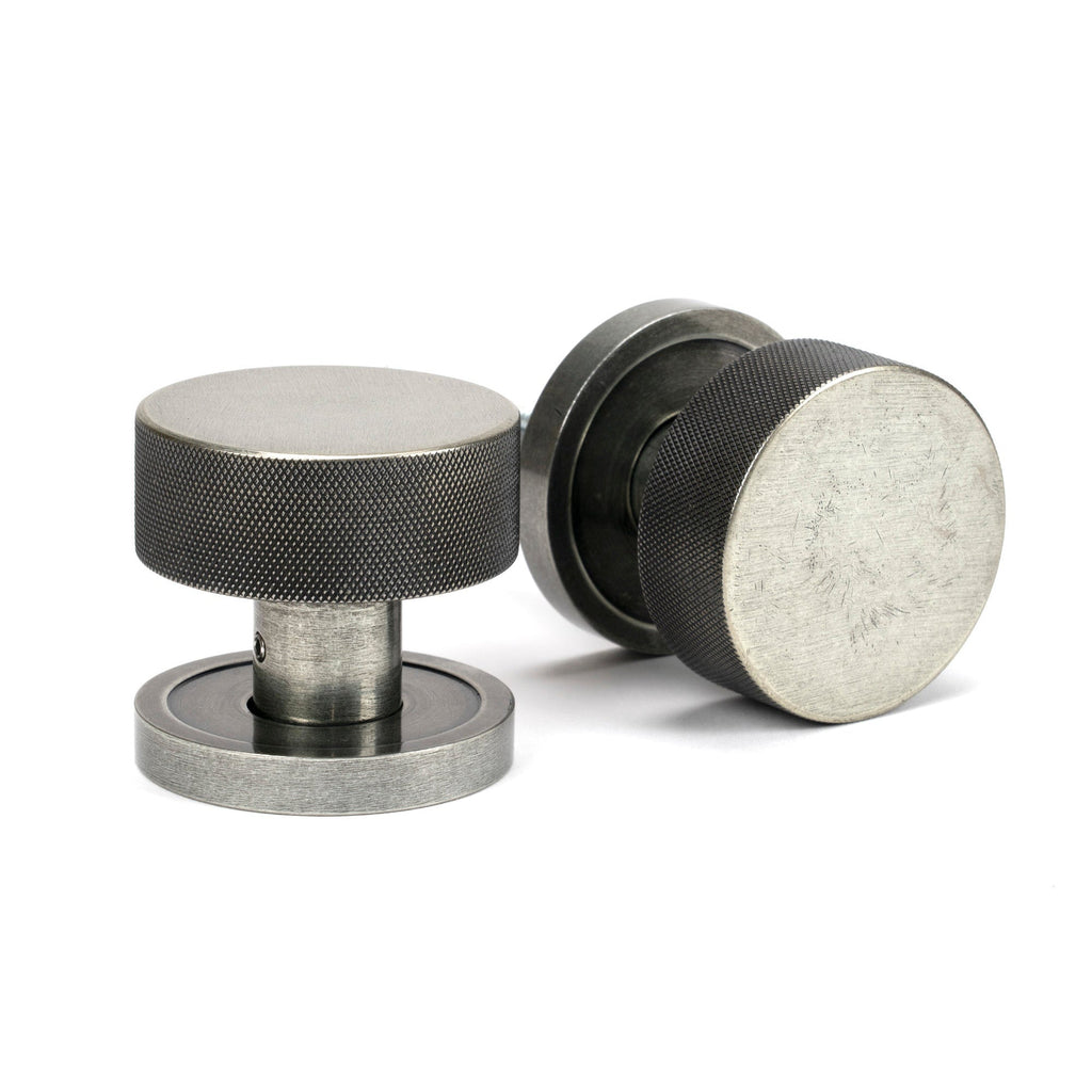 Pewter Brompton Mortice/Rim Knob Set (Plain) | From The Anvil-Mortice Knobs-Yester Home