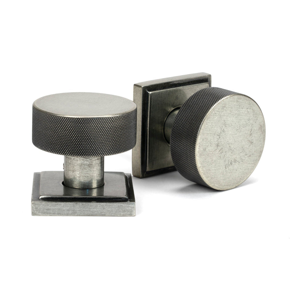 Pewter Brompton Mortice/Rim Knob Set (Square) | From The Anvil-Mortice Knobs-Yester Home