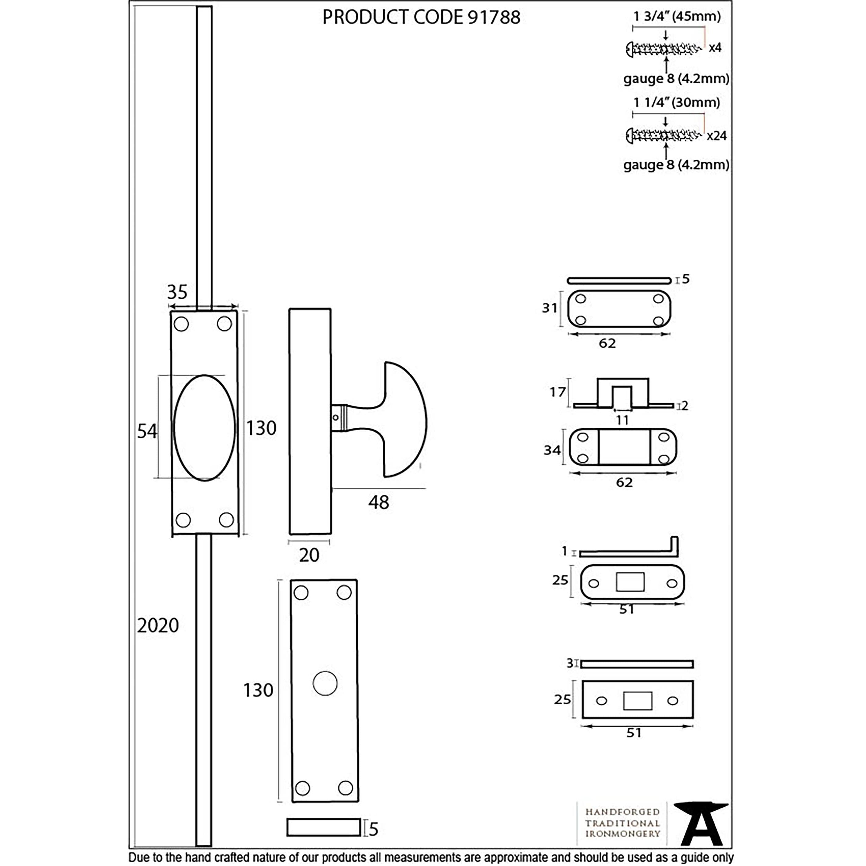 Pewter Cremone Bolt | From The Anvil - Bolts - From The Anvil - Yester Home