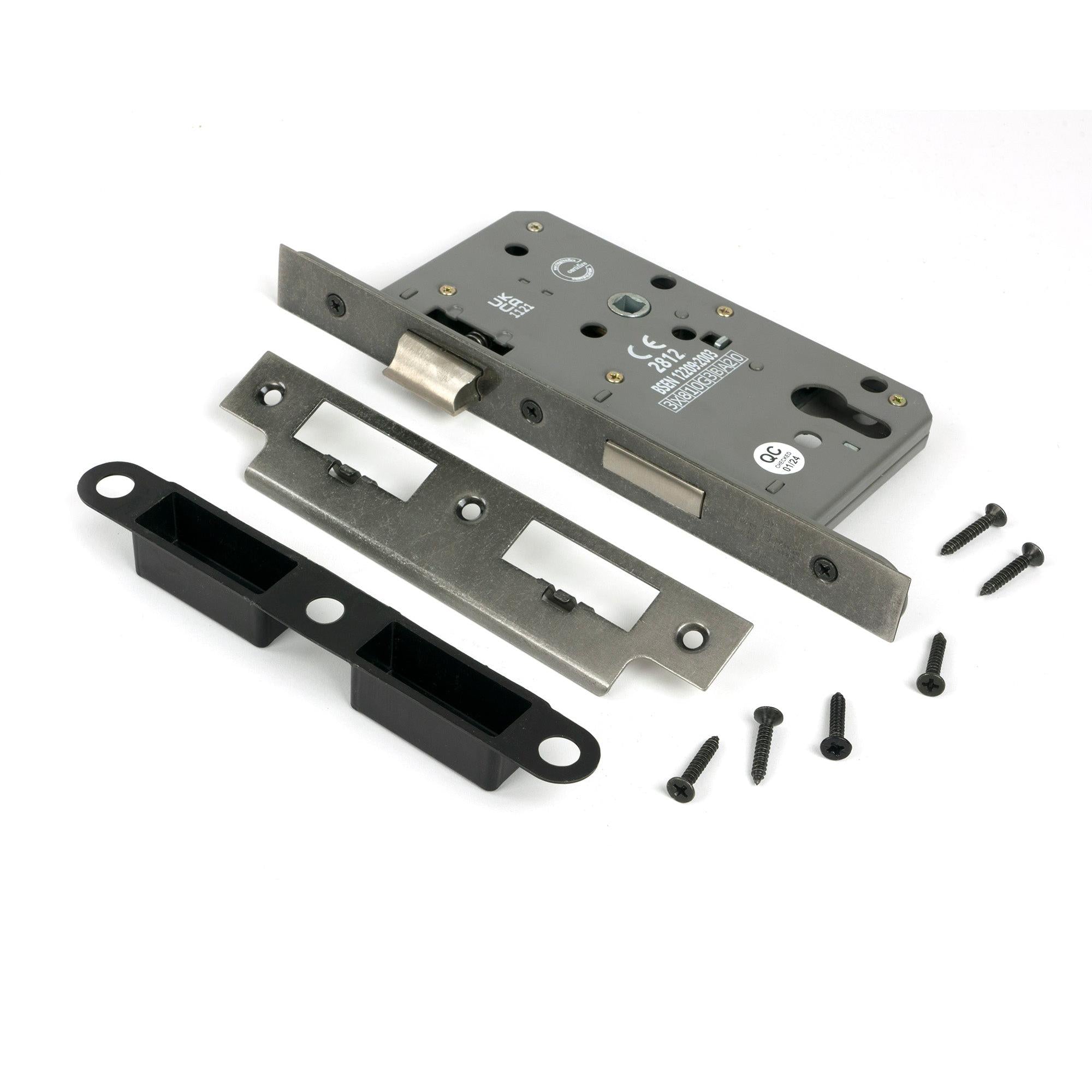 Pewter Euro Din Sash Lock - 60mm Backset/72mm Centre - Euro Locks - From The Anvil - Yester Home