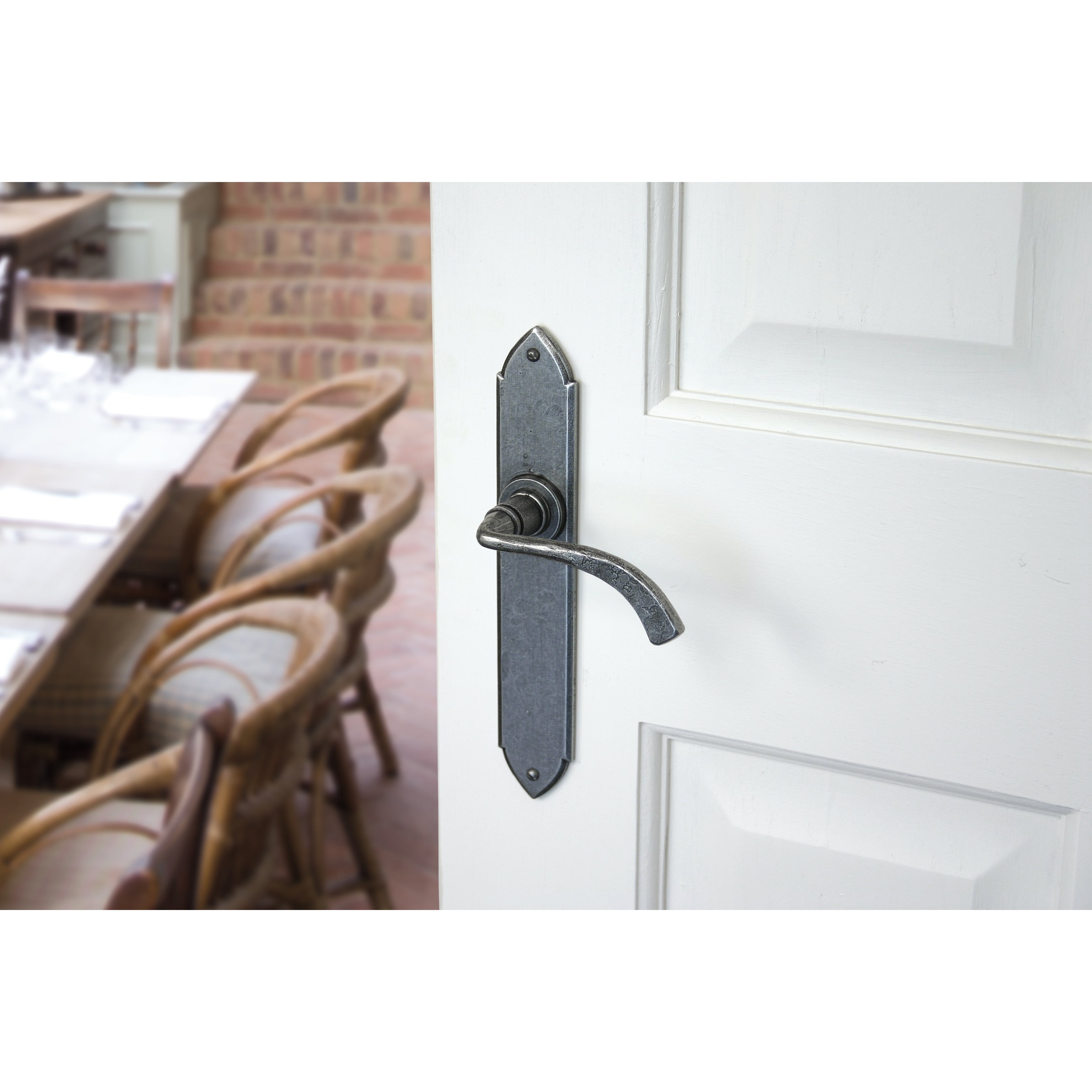 Pewter Gothic Curved Sprung Lever Latch Set | From The Anvil-Lever Latch-Yester Home