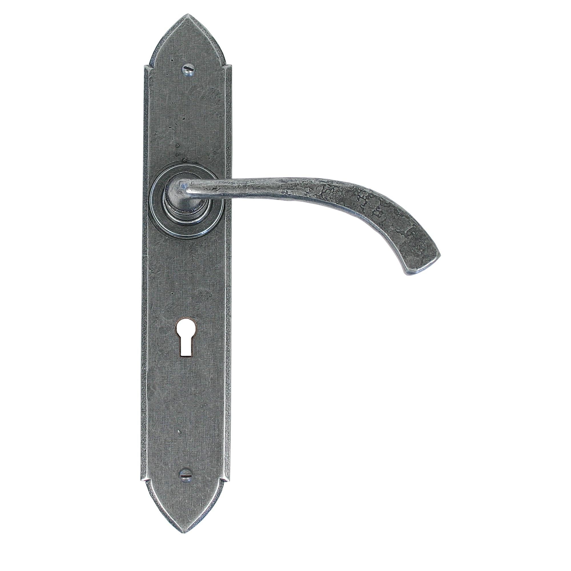 Pewter Gothic Curved Sprung Lever Lock Set | From The Anvil - Lever Lock - From The Anvil - Yester Home