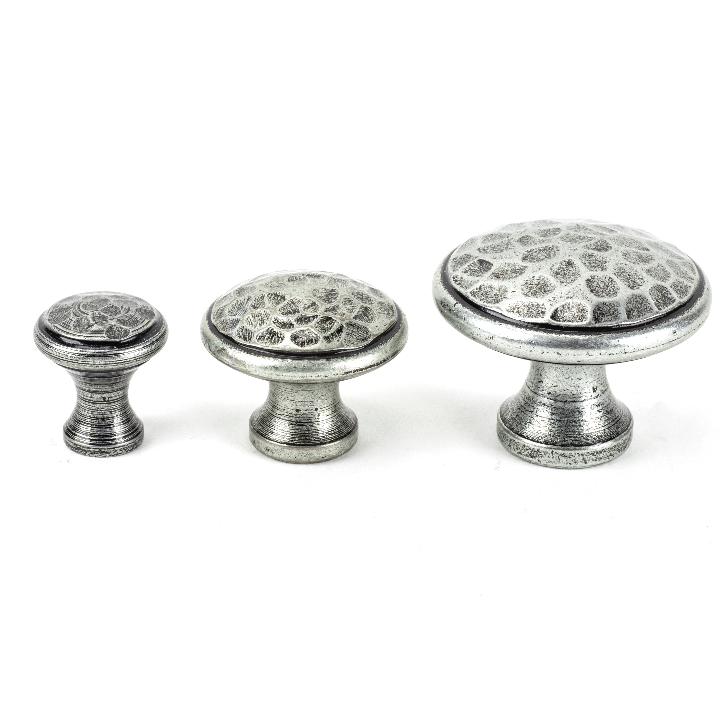 Pewter Hammered Cabinet Knob - Large | From The Anvil-Cabinet Knobs-Yester Home