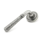 Pewter Hammered Newbury Lever on Rose Set (Art Deco) | From The Anvil - Concealed - From The Anvil - Yester Home