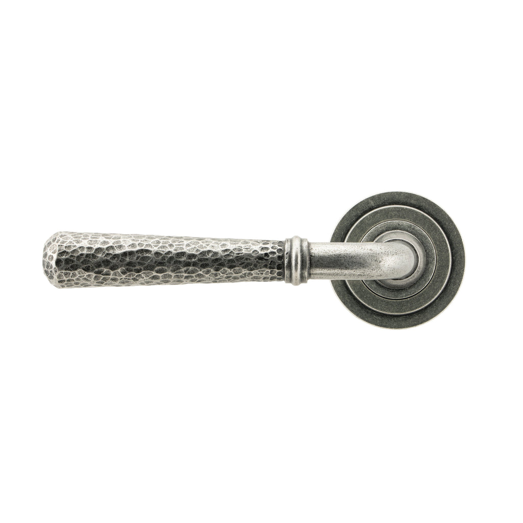 Pewter Hammered Newbury Lever on Rose Set (Art Deco) - Unsprung | From The Anvil