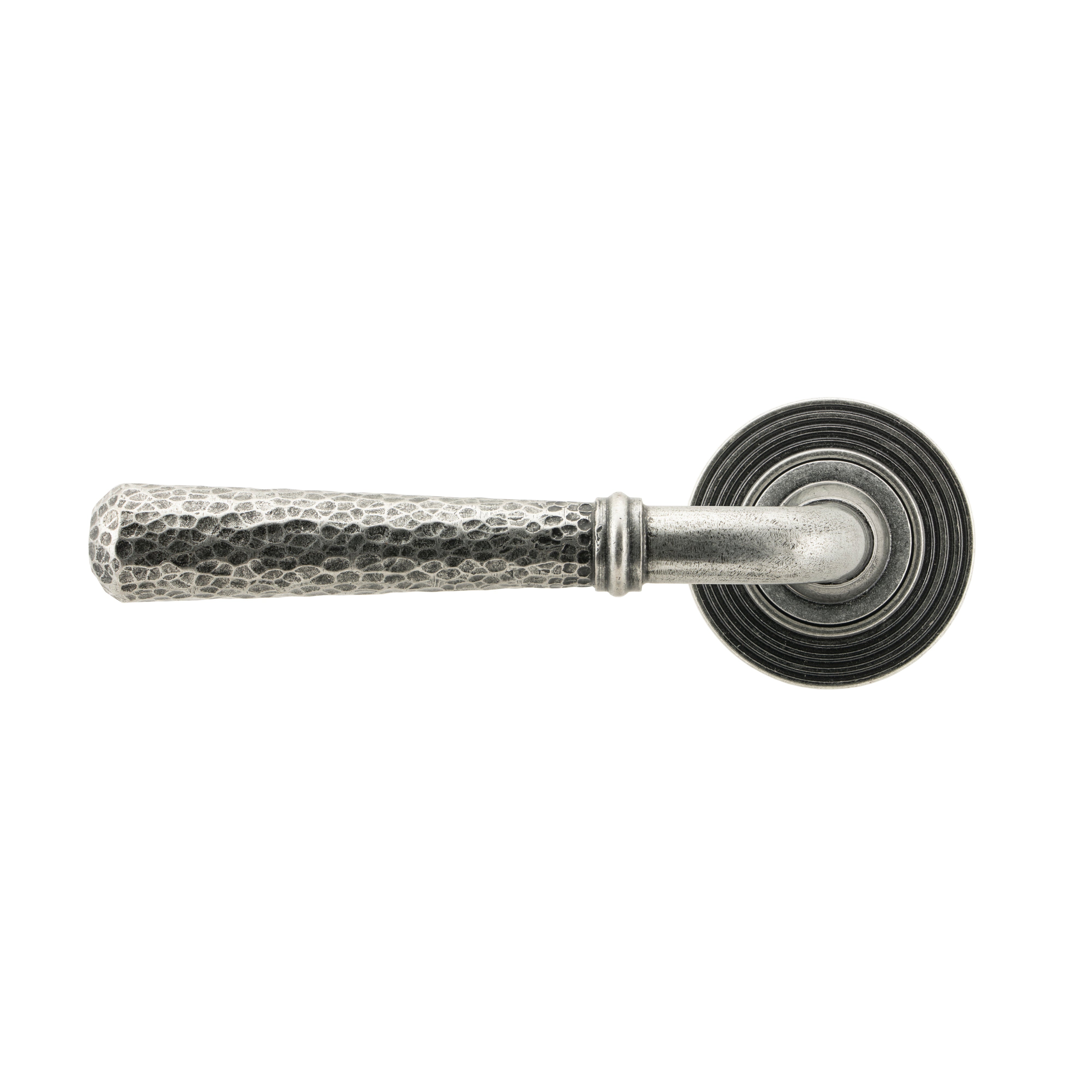 Pewter Hammered Newbury Lever on Rose Set (Beehive) | From The Anvil-Concealed-Yester Home