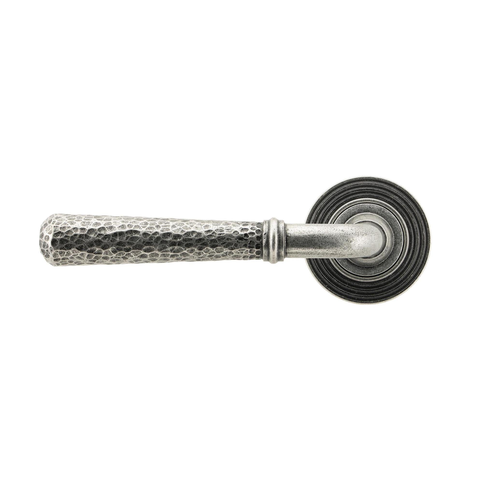 Pewter Hammered Newbury Lever on Rose Set (Beehive) - Unsprung | From The Anvil - Concealed - From The Anvil - Yester Home