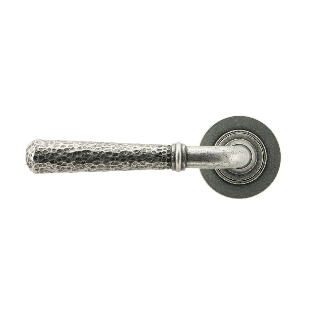 Pewter Hammered Newbury Lever on Rose Set (Plain) | From The Anvil-Concealed-Yester Home