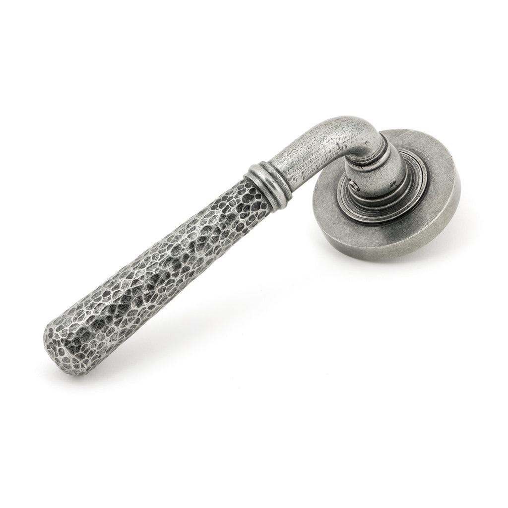 Pewter Hammered Newbury Lever on Rose Set (Plain) | From The Anvil-Concealed-Yester Home